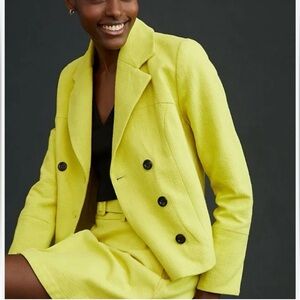Maeve Yellow Double-Breasted Blazer Jacket